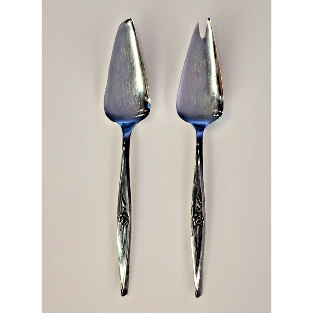 1847 Rogers Bros Cheese Fork Pick Spoon Spring Charm Daffodil VTG Flatware 2 PCS